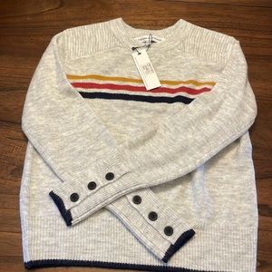 Cupcakes and Cashmere Mikayla Striped Crewneck Sweater in Heather Ash X-Small